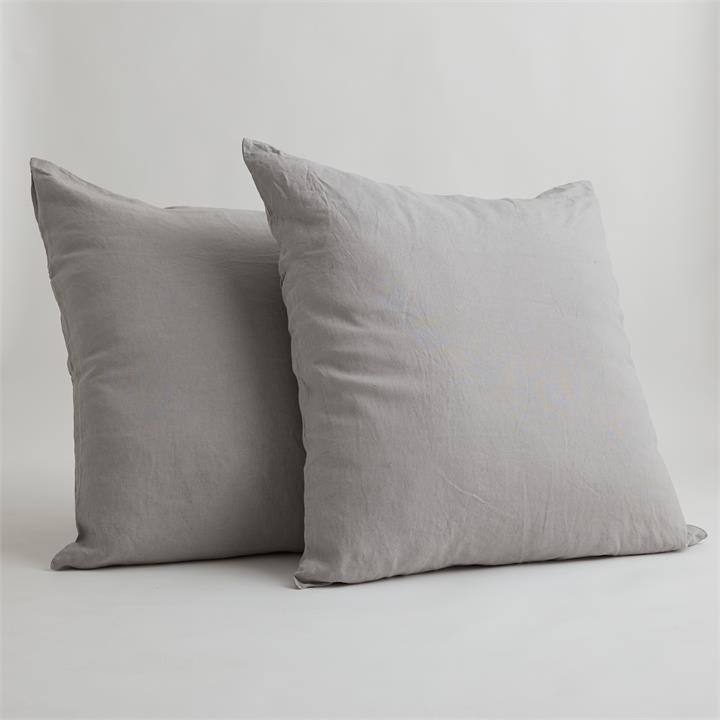 EURO French Linen Pillowcase Set (2) - SOFT GREY I Love Linen