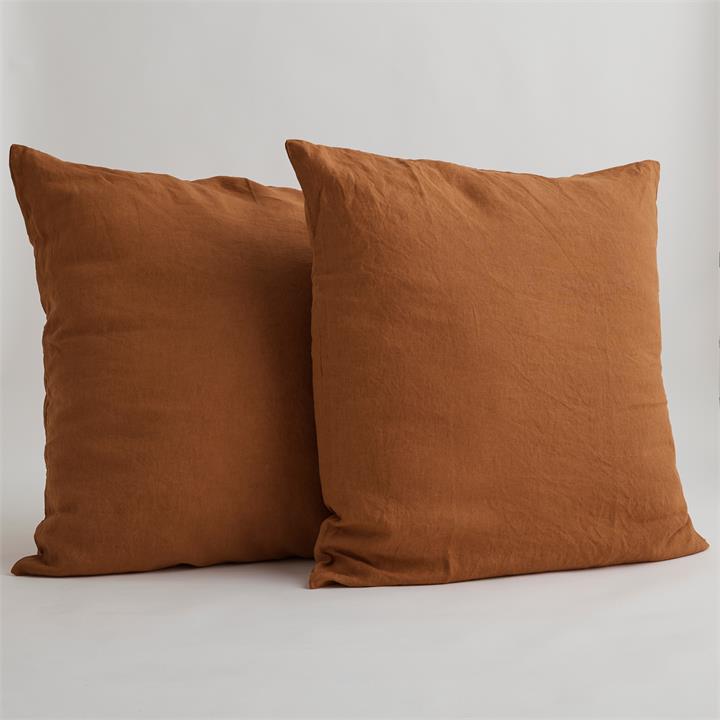EURO French Linen Pillowcase Set (2) - OCHRE I Love Linen