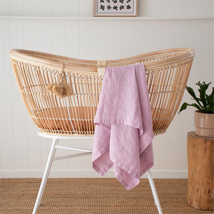 Lilac French linen Swaddle I Love Linen