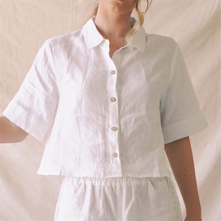 Poppy Shirt in White I Love Linen