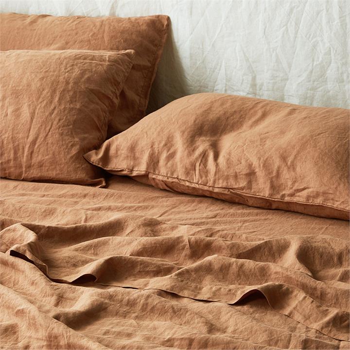 KING French Linen Pillowcase Set (2) - SANDALWOOD I Love Linen