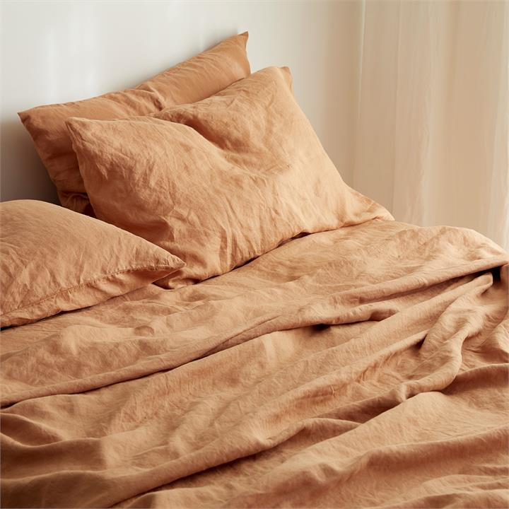 French linen flat sheet in Sandalwood I Love Linen
