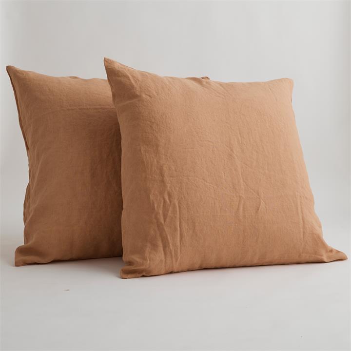 EURO French Linen Pillowcase Set (2) - SANDALWOOD I Love Linen