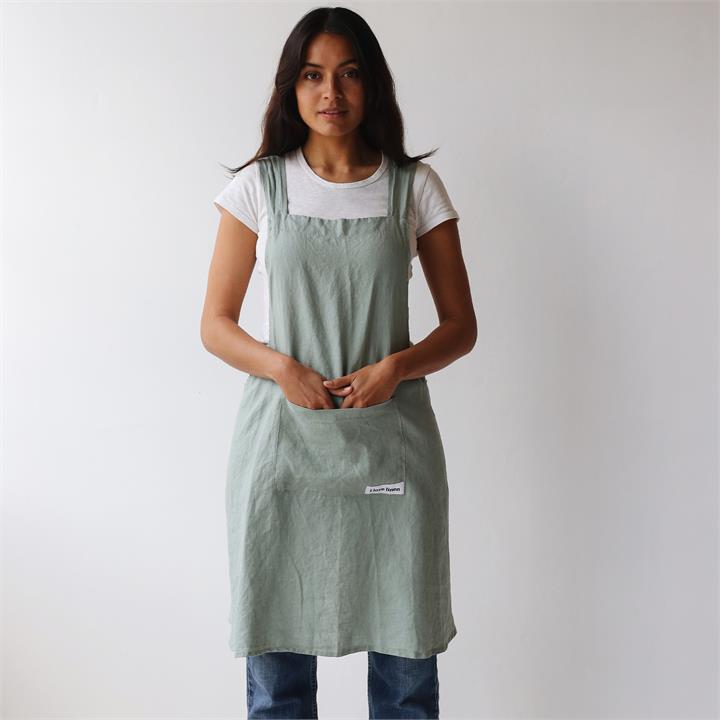 French linen Apron in Sage I Love Linen