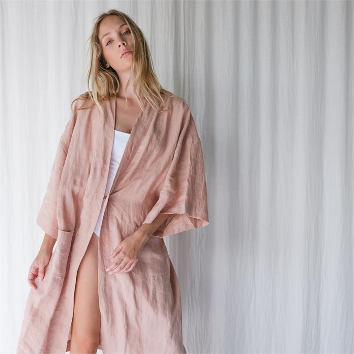 French linen Robe in Clay I Love Linen