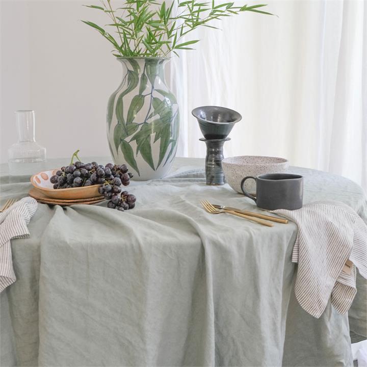 French Linen Table Cloth in Sage I Love Linen