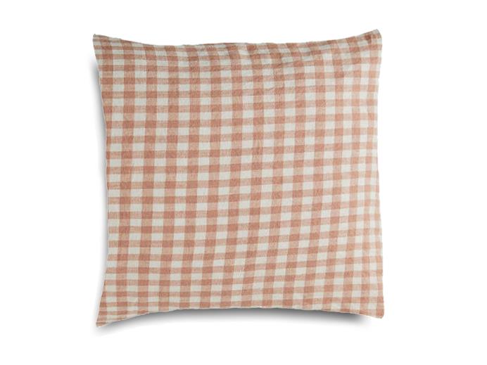 EURO French Linen Pillowcase Set (2) - Clay GINGHAM I Love Linen