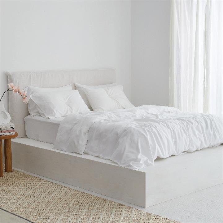 Bamboo Quilt Cover in White WITH PILLOWCASES I Love Linen