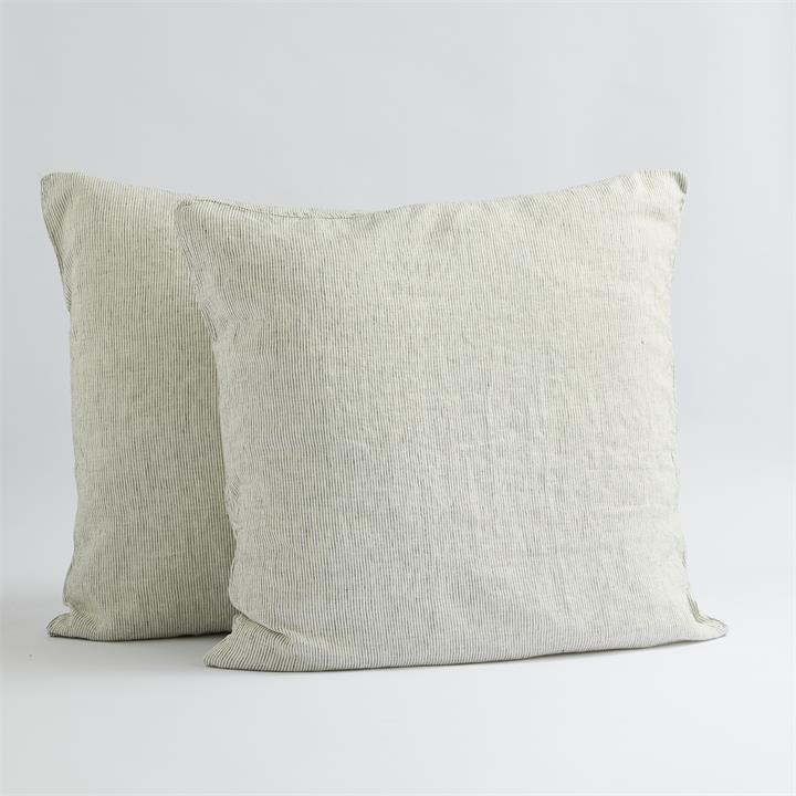 EURO French Linen Pillowcase Set (2) - PINSTRIPE I Love Linen