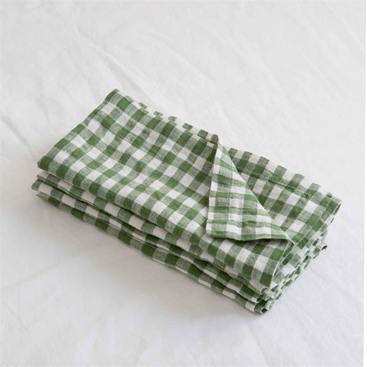 Pure French Linen Napkins in Ivy Gingham (set of 4) I Love Linen