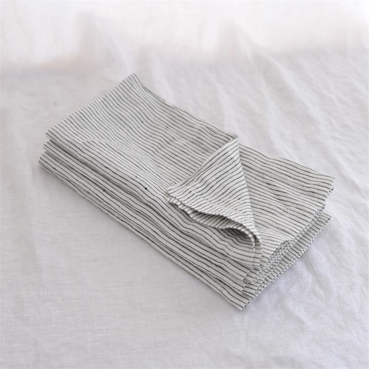 Pure French linen Napkins in Pinstripe (set of 4) I Love Linen
