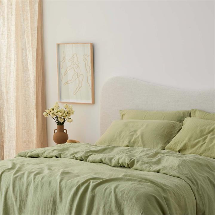 100% Pure French Linen Quilt Cover in Matcha I Love Linen