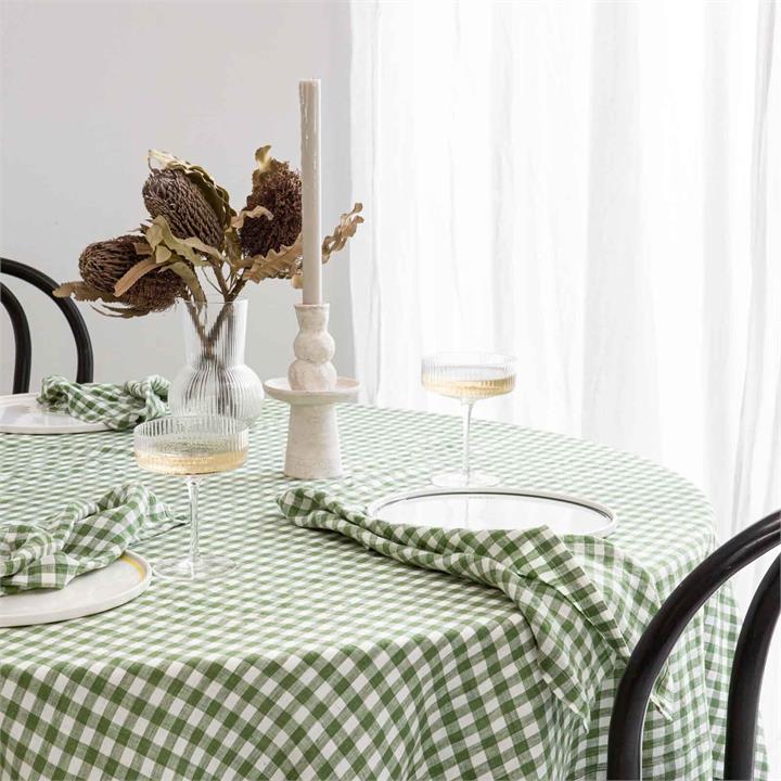 French Linen Table Cloth in Ivy Gingham I Love Linen