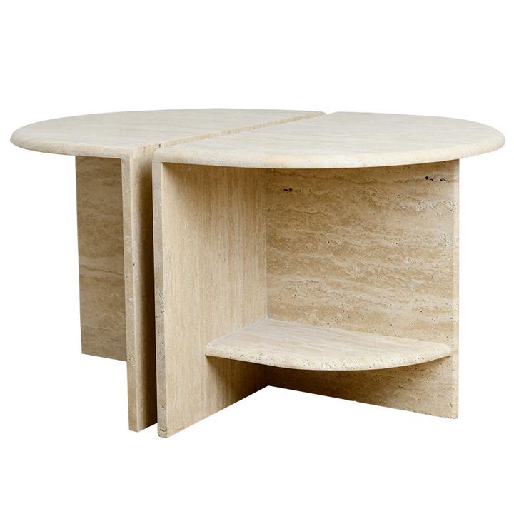 Archer Side Table Set in Travertine - Beige