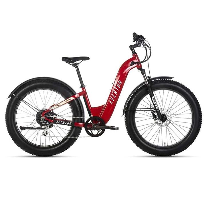Aventon Aventure Step Through Electric Bike, Electric Red / Regular