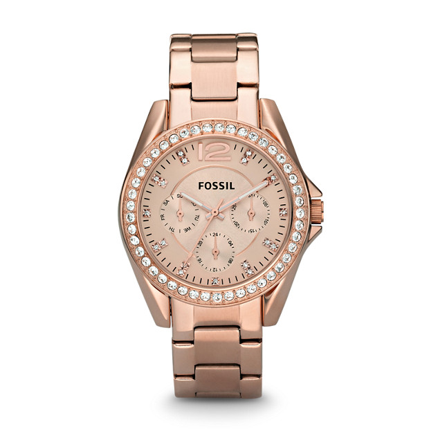 Fossil WOMEN Riley Multifunction Rose-Tone Stainless Steel Watch