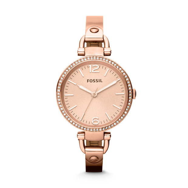 Fossil WOMEN Georgia Rose-Tone Stainless Steel Watch