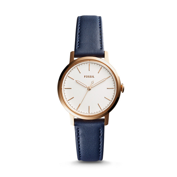 Fossil WOMEN Neely Three-Hand Navy Blue Leather Watch
