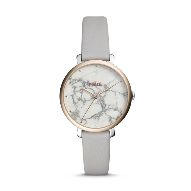 Fossil WOMEN Jacqueline Three-Hand Mineral Grey Leather Watch
