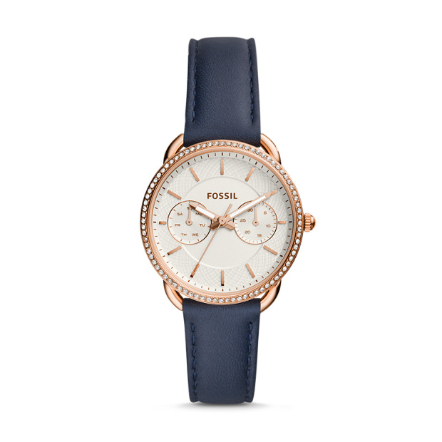 Fossil WOMEN Tailor Multifunction Navy Leather Watch