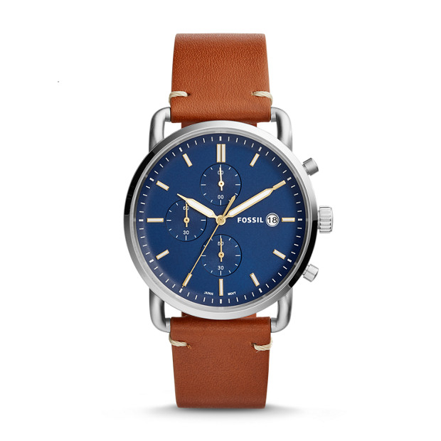 Fossil MEN The Commuter Chronograph Light Brown Leather Watch