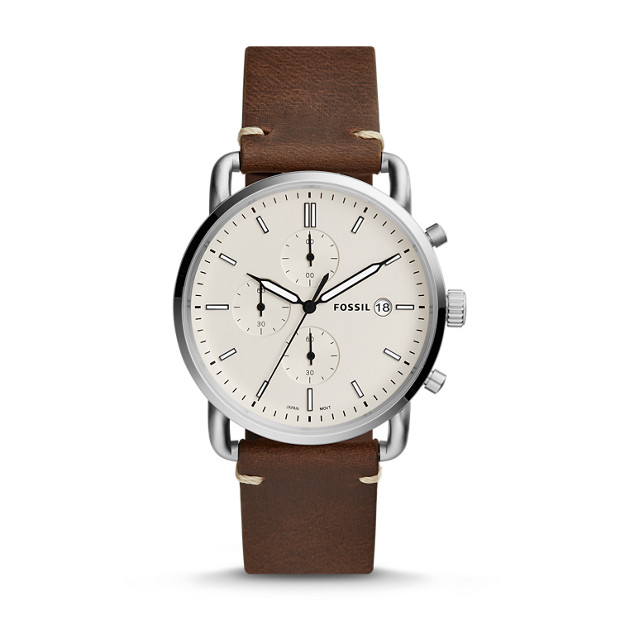 Fossil MEN The Commuter Chronograph Brown Leather Watch