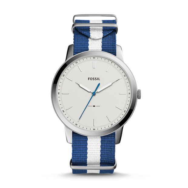 Fossil MEN The Minimalist Three-Hand Navy And White Polyester Watch