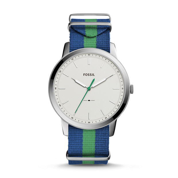 Fossil MEN The Minimalist Three-Hand Navy And Green Polyester Watch