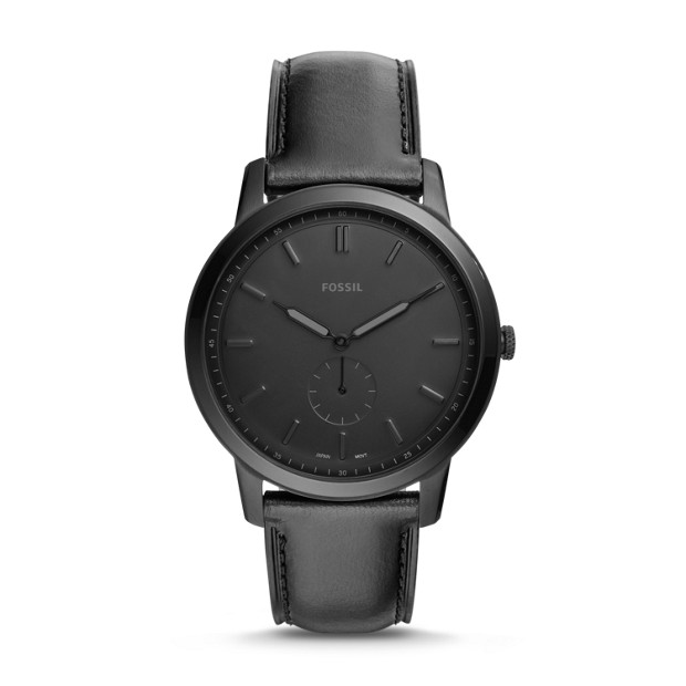 Fossil MEN The Minimalist Two-Hand Black Leather Watch