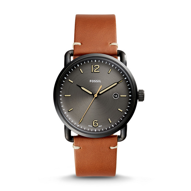 Fossil MEN The Commuter Three-Hand Date Luggage Leather Watch