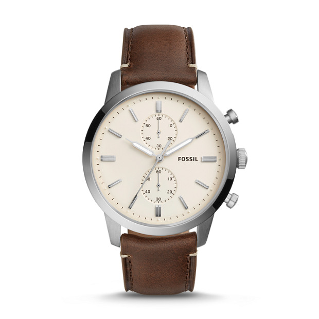 Fossil MEN Townsman 44 mm Chronograph Brown Leather Watch