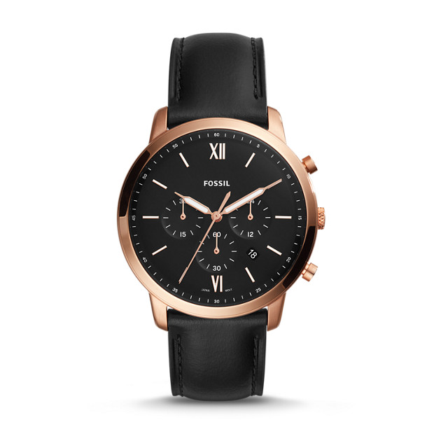 Fossil MEN Neutra Chronograph Black Leather Watch