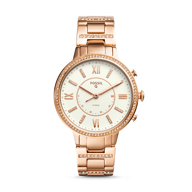 Fossil WOMEN Hybrid Smartwatch – Q Virginia Rose-Gold-Tone Stainless Steel