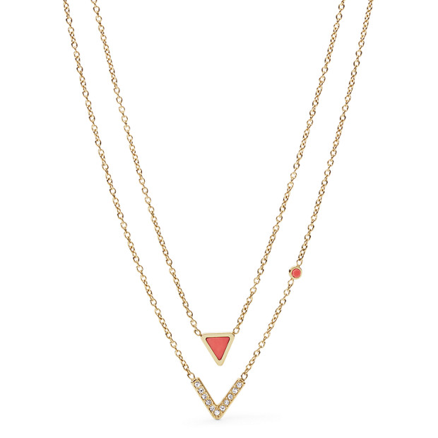 Fossil WOMEN Geometric Gold-Tone Steel Necklaces