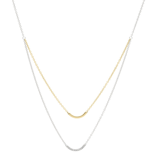 Fossil WOMEN Double Arched Bar Two-Tone Steel Necklace