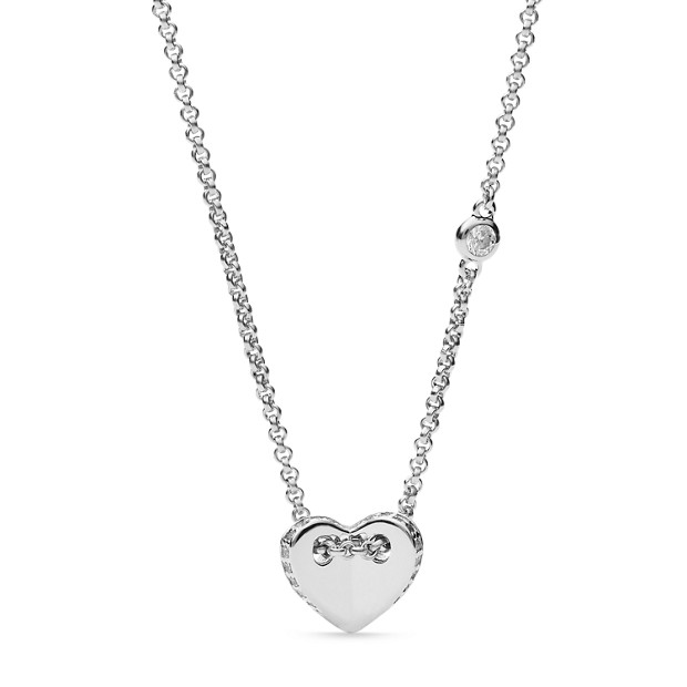 Fossil WOMEN Sterling Silver Folded Heart Necklace