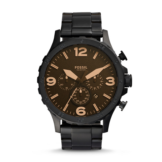 Fossil MEN Nate Chronograph Black Stainless Steel Watch