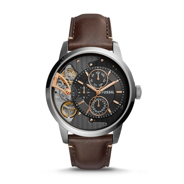 Fossil MEN Townsman Twist Multifunction Dark Brown Leather Watch