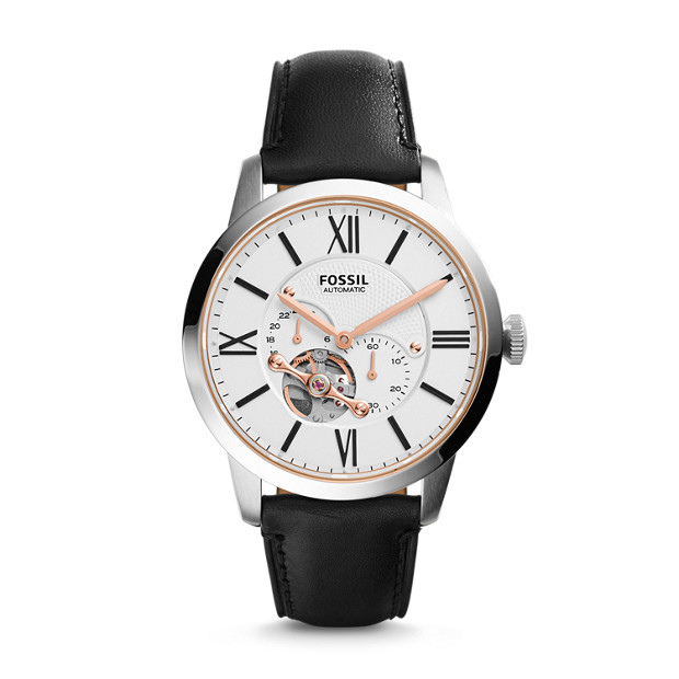 Fossil MEN Townsman Automatic Black Leather Watch