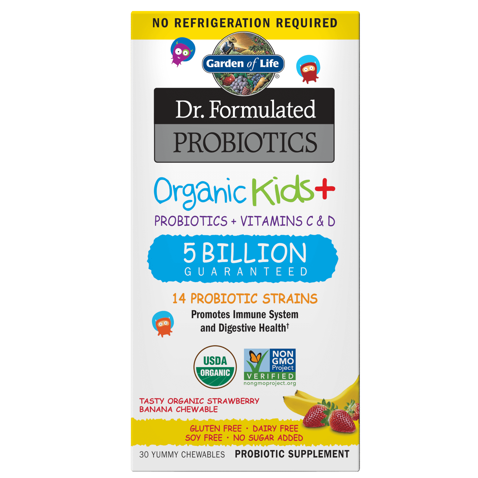 Probiotics Organic Kids - Strawberry Banana - 30 Chewables