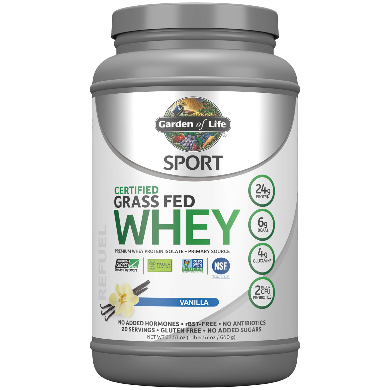 Garden of Life Sport Grass Fed Whey Vanilla 640g Powder