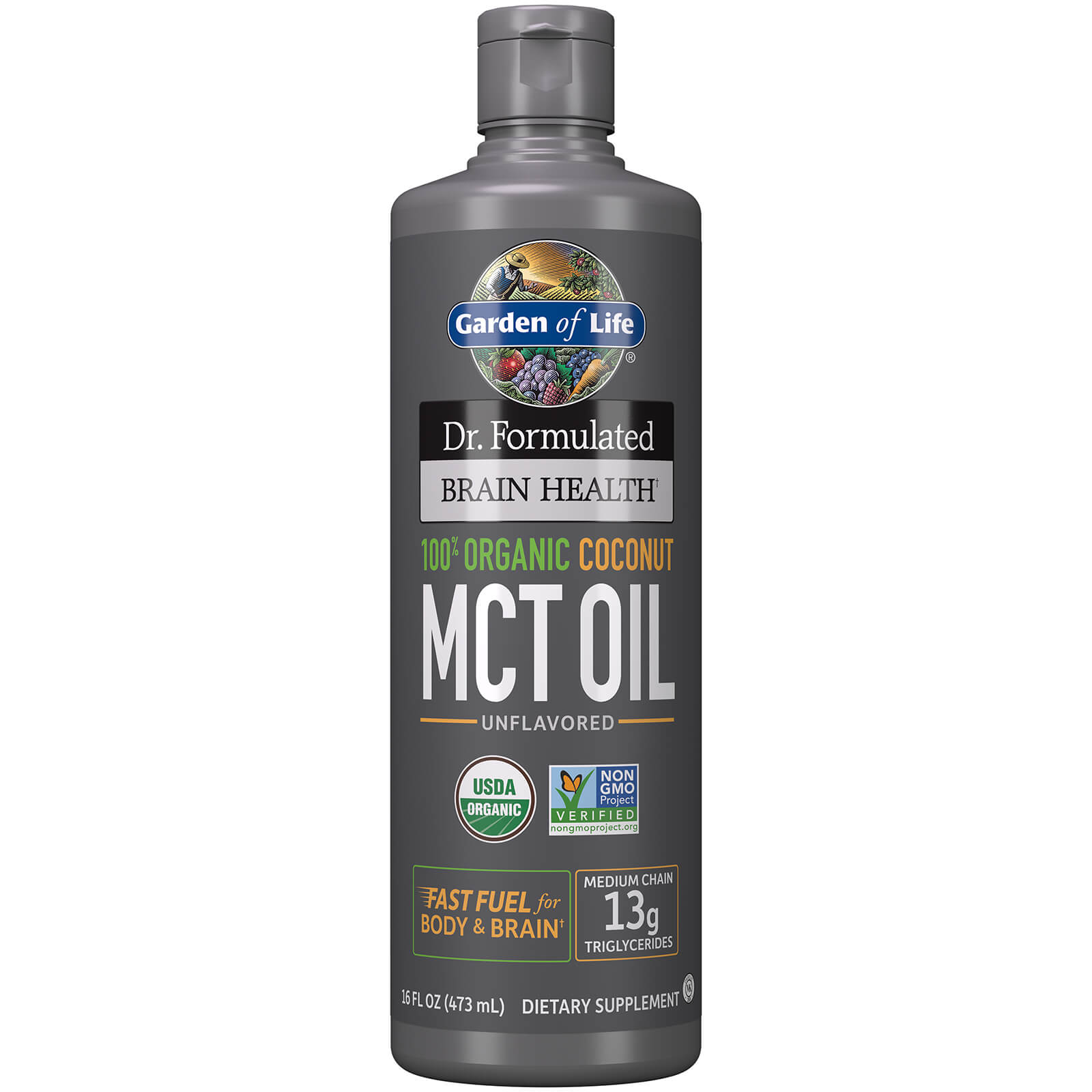 Garden of Life Dr. Formulated Brain Health Organic Coconut MCT Oil 16oz Liquid