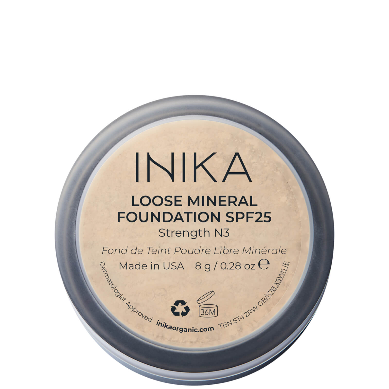 INIKA Loose Mineral Foundation SPF25 8g (Various Shades) - Strength