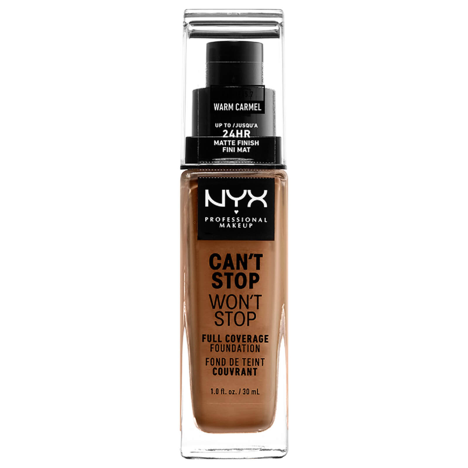 NYX Professional Makeup Can't Stop Won't Stop Full Coverage Liquid Foundation 30ml (Various Shades) - 15.7 Warm Caramel - Neutral Medium Tan
