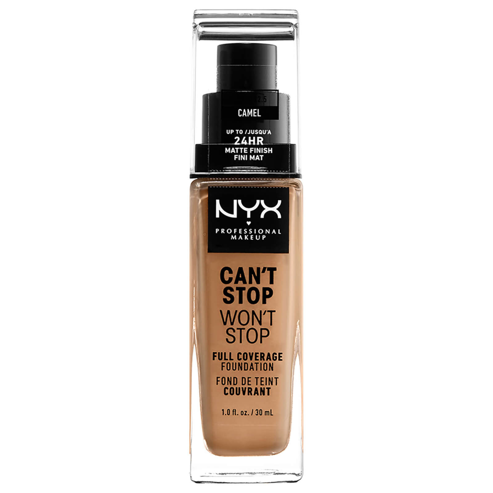NYX Professional Makeup Can't Stop Won't Stop Full Coverage Liquid Foundation 30ml (Various Shades) - 12.5 Camel - Olive Medium Light
