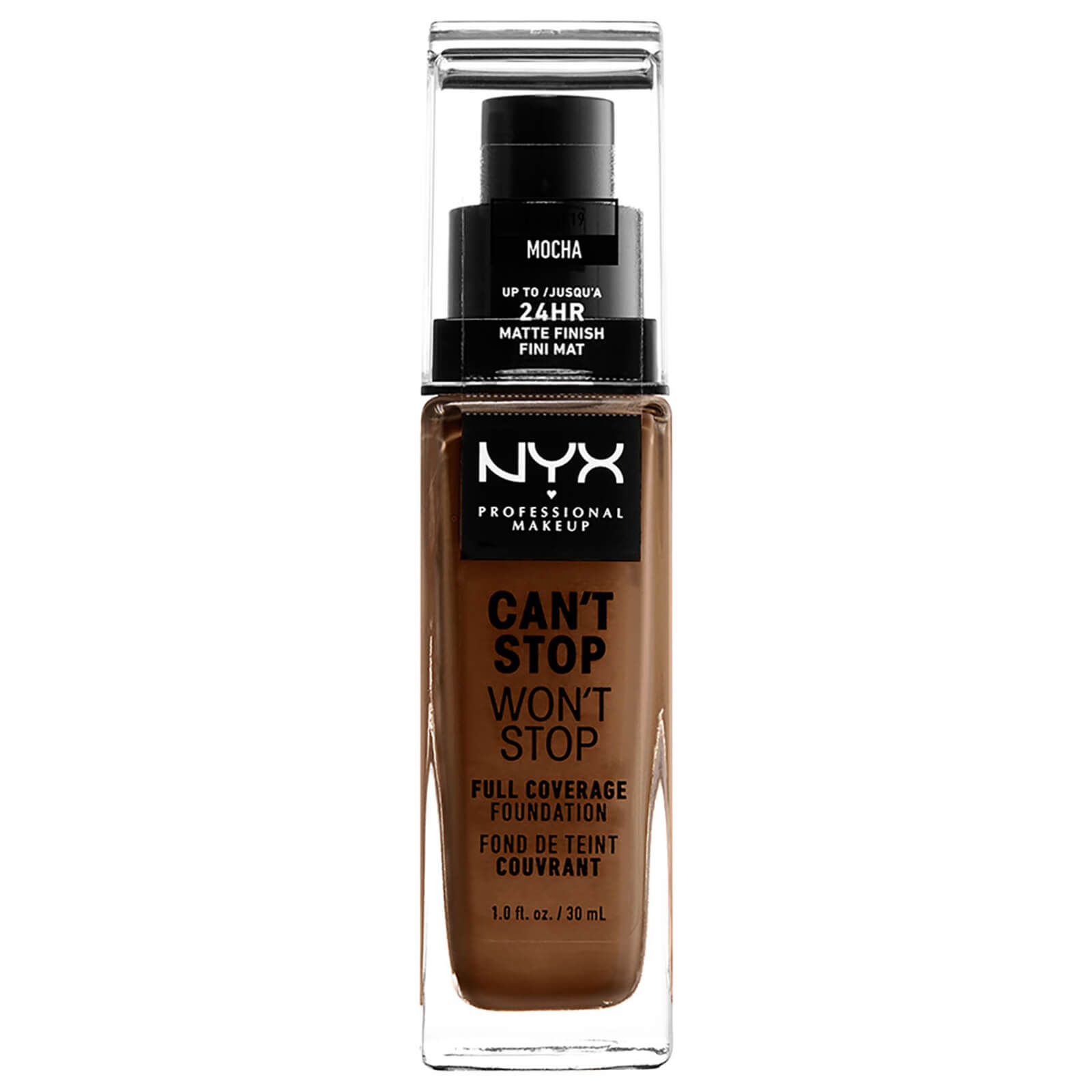 NYX Professional Makeup Can't Stop Won't Stop Full Coverage Liquid Foundation 30ml (Various Shades) - 19 Mocha - Olive Deep Mocha